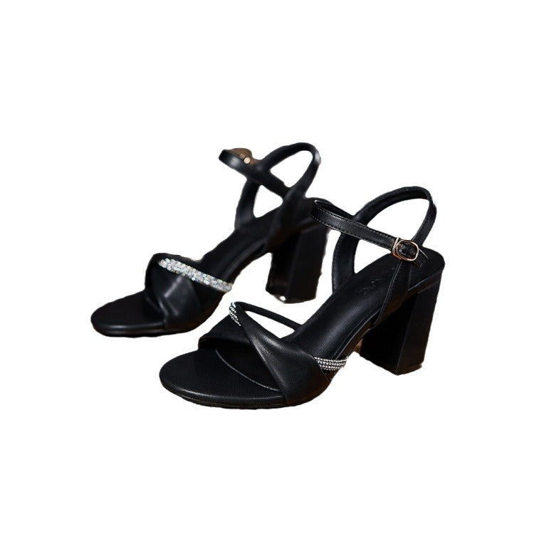YB-32 Chunky Heel Sandals For Women Comfortable High Heel Small Size